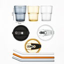 Ver imagem 7 de Copo de Vidro com Canudo Tampa e Vedação 450ml Preto Fume