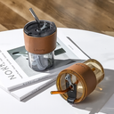 Ver imagem 6 de Copo de Vidro com Canudo Tampa e Vedação 450ml Preto Fume