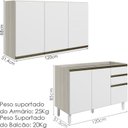 Ver imagem 3 de Armario Aereo Balcao Pia 120 Cm Mdf Kali Bianco Toq Branco Uv Nicioli