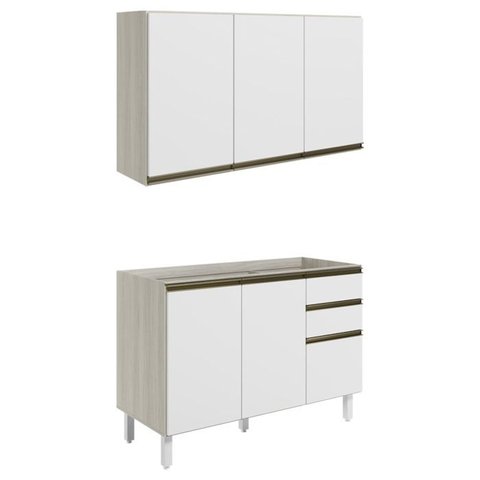Armario Aereo Balcao Pia 120 Cm Mdf Kali Bianco Toq Branco Uv Nicioli