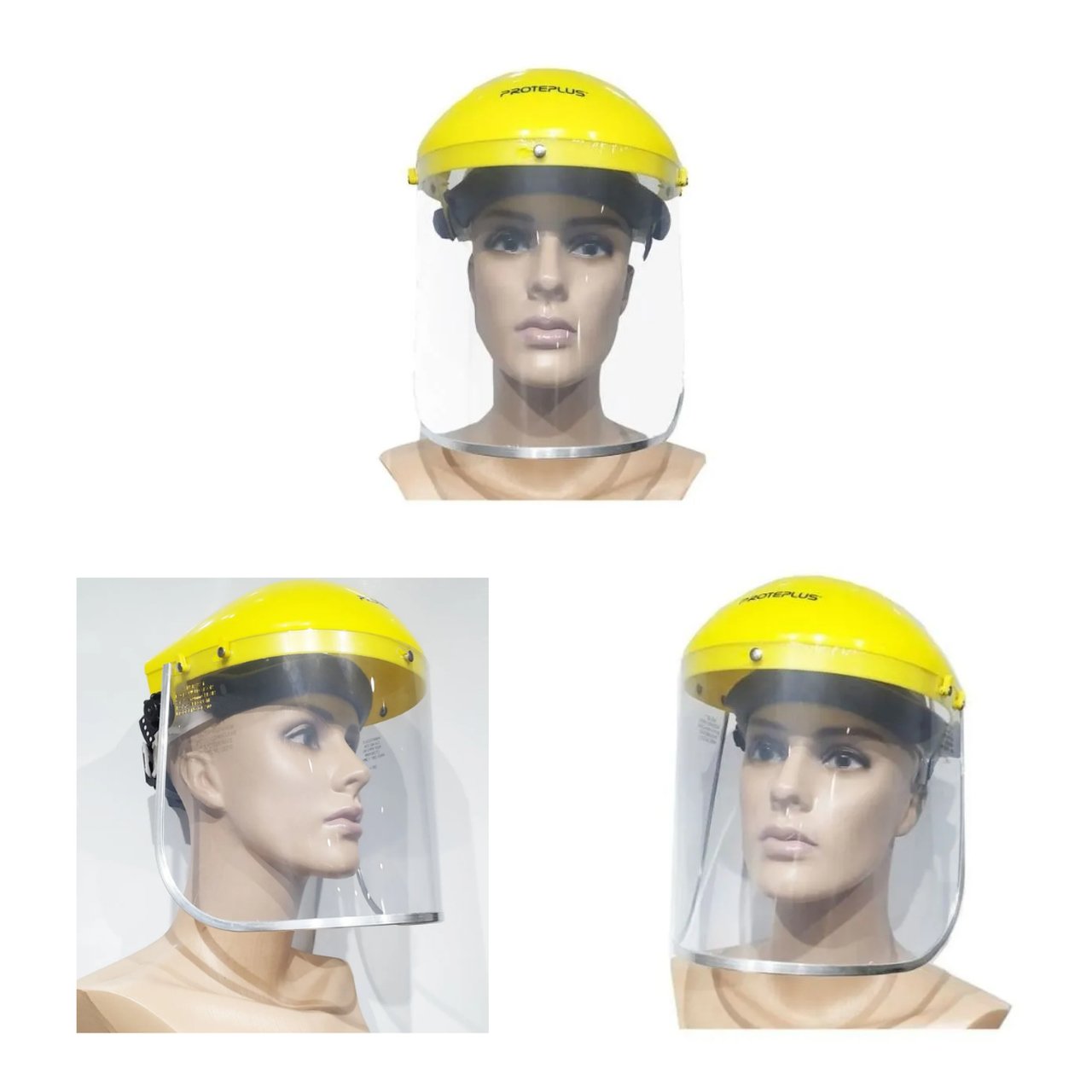 Protetor Facial C/Catraca e Visor Policarbonato Transparente - Amarelo - 4