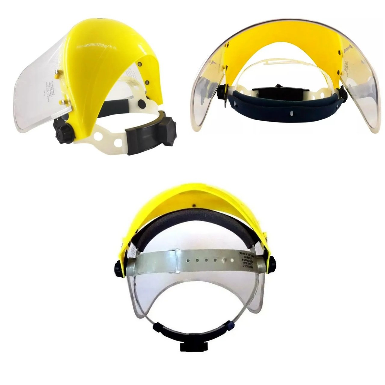 Protetor Facial C/Catraca e Visor Policarbonato Transparente - Amarelo - 3
