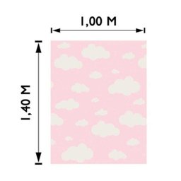 Tapete Infantil Estampa Nuvens Antiderrapante e Antialérgico 1,0 x 1,4 Metros Rosa Casa Dona - 4