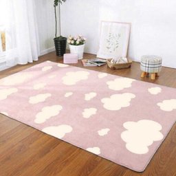 Tapete Infantil Estampa Nuvens Antiderrapante e Antialérgico 1,0 x 1,4 Metros Rosa Casa Dona - 1