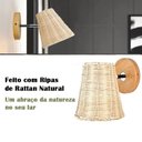 Ver imagem 2 de 3 Arandela Foco Móvel Fibra Natural Rattan Quarto Nat94