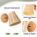 Ver imagem 3 de 3 Arandela Foco Móvel Fibra Natural Rattan Quarto Nat94