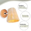 Ver imagem 6 de 3 Arandela Foco Móvel Fibra Natural Rattan Quarto Nat94