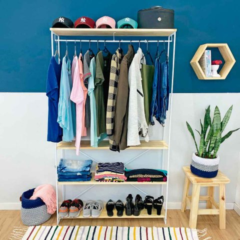 Arara Armário Modular Industrial Ample Natural e Branco