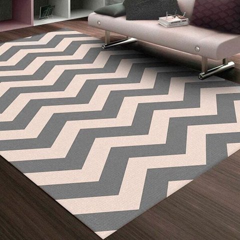 Tapete Sala Quarto ou Escritório Chevron Aintederrapante 1,4 x 2,0M Cinza Moderno Casa Dona