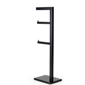 Papeleira Vertical Piso 2 Rolos Porta Papel Higiênico 50cm Banheiro Aço Inox Black Matte
