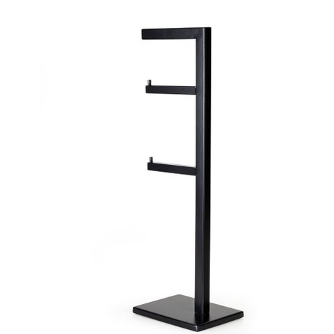 Papeleira Vertical Piso 2 Rolos Porta Papel Higiênico 50cm Banheiro Aço Inox Black Matte