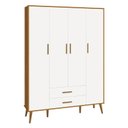 Ver imagem 2 de Guarda Roupa Infantil 4 Portas 2 Gavetas Isis Branco Acetinado Savana Pés Retrô Quarto Bebê - Reller