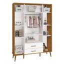 Ver imagem 3 de Guarda Roupa Infantil 4 Portas 2 Gavetas Isis Branco Acetinado Savana Pés Retrô Quarto Bebê - Reller