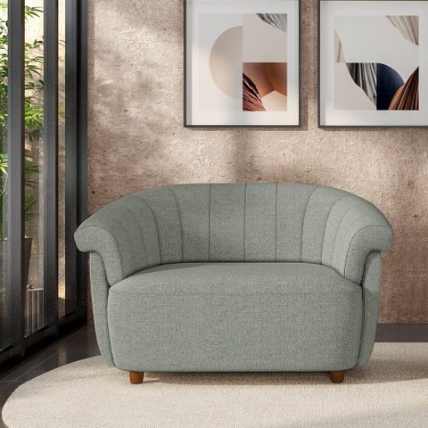 Sofá Namoradeira Decorativa Latvia 150cm Pés de Madeira Linho Cinza Escuro G45 - Gran Belo