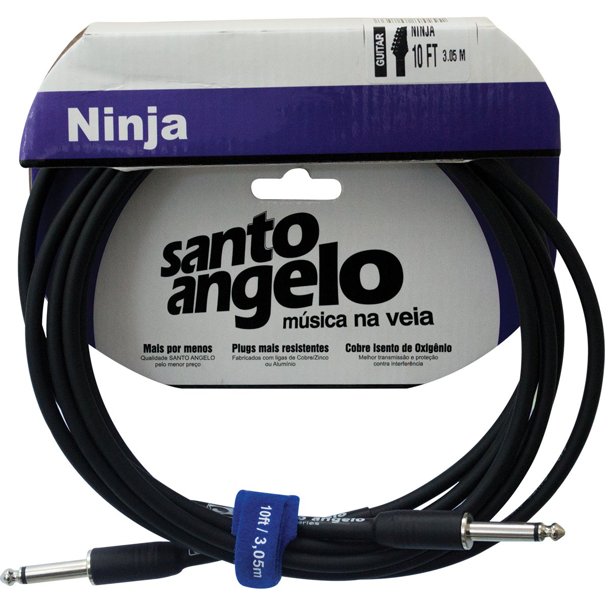 Cabo Guitarra 0,20mm P10 X P10 Ninja 3,05m Santo Angelo - 2