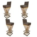 Ver imagem 1 de Kit 04 Banquetas Luma Base de Ferro Sued Marrom Rato - D'classe Decor