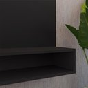 Ver imagem 3 de Estante Painel Parede Smart Tv 32 Polegadas Prateleiras Decorativas Sala Quarto Pequeno Retrô Preto