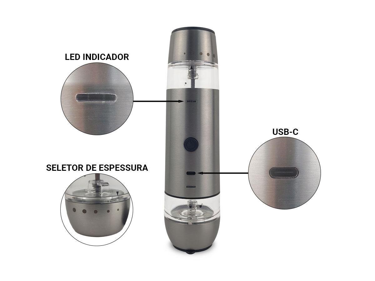 Moedor Elétrico Pimenta e Sal Utensilio Domestico Temperos - 3