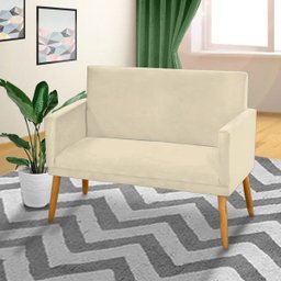 Sofá 2 Lugares Estofado Suede Bege - 2