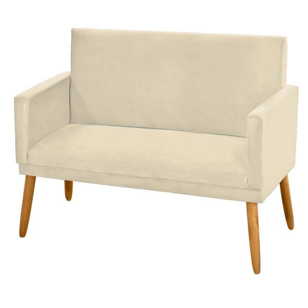 Sofá 2 Lugares Estofado Suede Bege