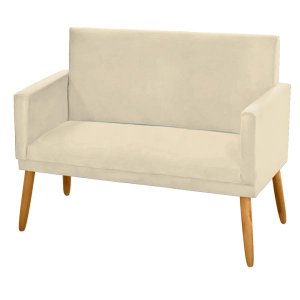 Sofá 2 Lugares Estofado Suede Bege