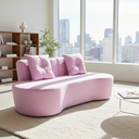 Ver imagem 1 de Sofá 3 Lugares Orgânico Curvo Madrid 180cm Couro Rosa Bebê