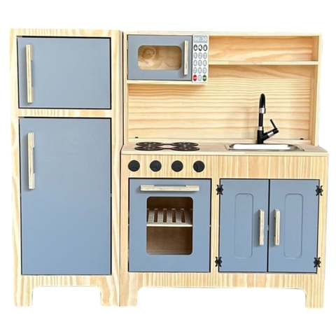 Cozinha com Geladeira Cinza