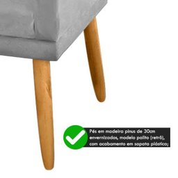 Sofá Namoradeira 2 Lugares Recepção Clínica Escritório Suede Cinza Claro - 3