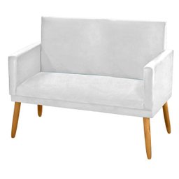 Poltrona 2 Lugares Simples para Sala Decorativa Tecido Sintético Branco - 2