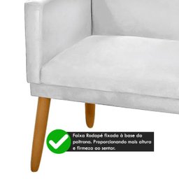 Poltrona Clássica 2 Lugares Pés Retrô Nina Tecido Sintético Branco - 4