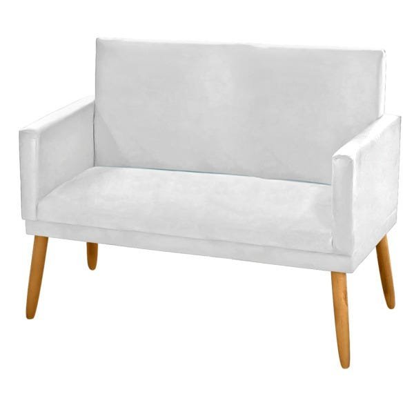 Poltrona Decorativa Namoradeira Nina 2 Lugares Tecido Sintético Branco - 1