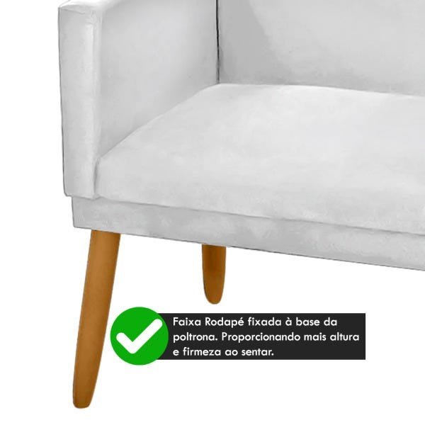 Poltrona Decorativa Namoradeira Nina 2 Lugares Tecido Sintético Branco - 4