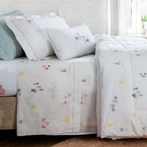 Jogo de Cama Solteiro 200 Fios Riviera Francesa - Naturalle Fashion Estampado