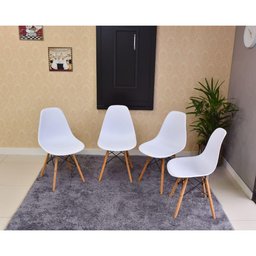 Conjunto de Mesa Dobrável Retrátil 120 x 75 Preta + 4 Cadeiras Eiffel - Branca - 4