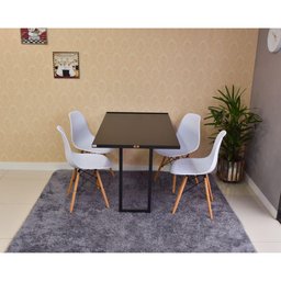 Conjunto de Mesa Dobrável Retrátil 120 x 75 Preta + 4 Cadeiras Eiffel - Branca - 2
