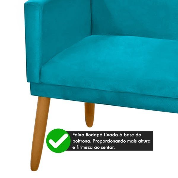 Namoradeira Nina Pés Palito Suede Azul Turquesa - 3