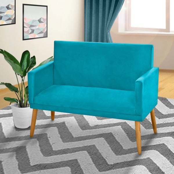Namoradeira Nina Pés Palito Suede Azul Turquesa - 1