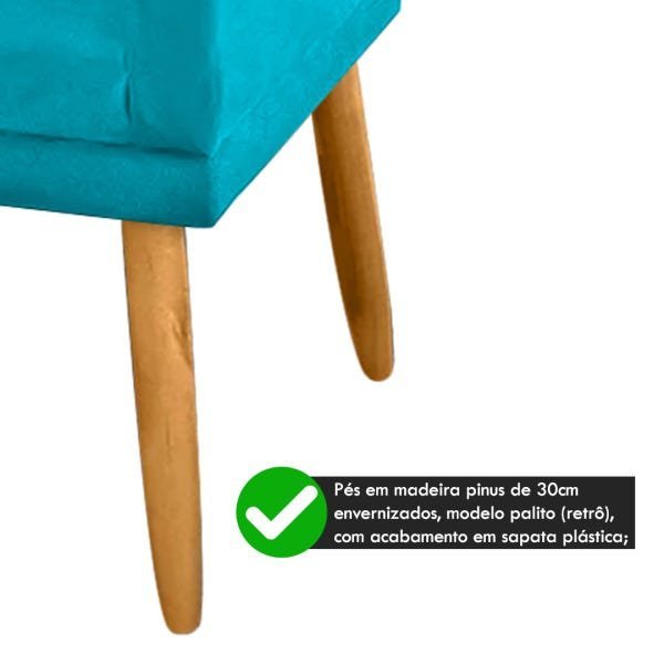 Namoradeira Nina Pés Palito Suede Azul Turquesa - 4