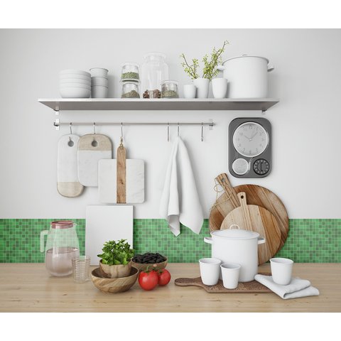 Papel de Parede Adesivo Azulejo Pastilha Tons de Verde 2,80m