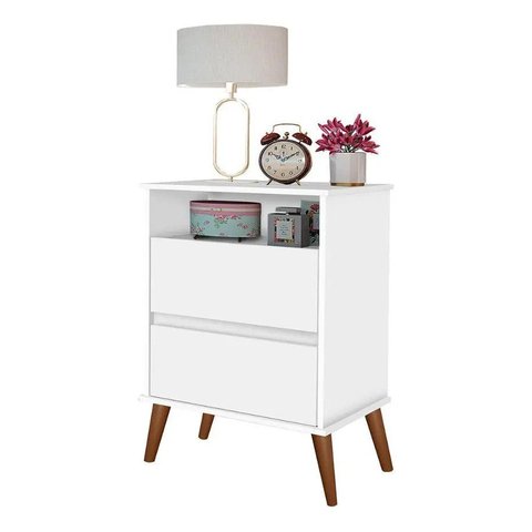 Mesa de Cabeceira Onix 2 Gavetas - Branco