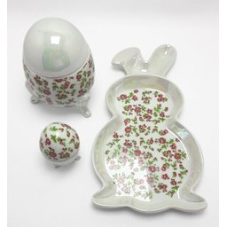 Conjunto Páscoa - Flores Vermelhas Cerâmica Maria Sofia - 2