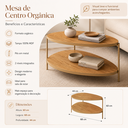 Ver imagem 2 de Mesa de Centro Orgânica 2 Níveis em MDF com Pés de Metal para Sala de Estar Moderna