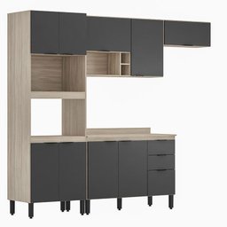 Cozinha Modulada Firenze FI0003 Avena Grafito - Demóbile - 2