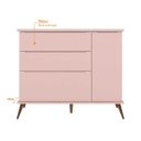 Ver imagem 4 de Cômoda Sapateira 3 Gavetas 1 Porta Retrô Infantil com Pés Melinda Rosê - Phoenix Baby