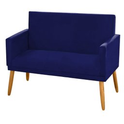 Poltrona Clássica 2 Lugares Pés Retrô Nina Suede Azul Marinho - 2