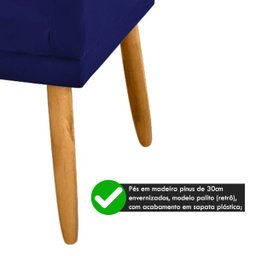 Poltrona Clássica 2 Lugares Pés Retrô Nina Suede Azul Marinho - 4