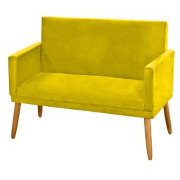 Poltrona 2 Lugares Simples para Sala Decorativa Suede Amarelo - 2