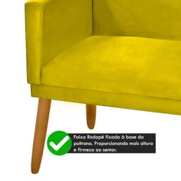 Poltrona 2 Lugares Simples para Sala Decorativa Suede Amarelo - 3