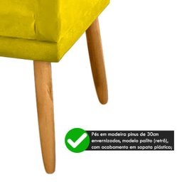 Poltrona 2 Lugares Simples para Sala Decorativa Suede Amarelo - 4
