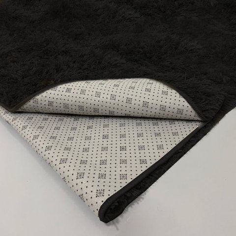 Tapete Felpudo Sala Quarto e Escritório Antiderrapante Fofo Casa Dona 100 x 150cm Preto